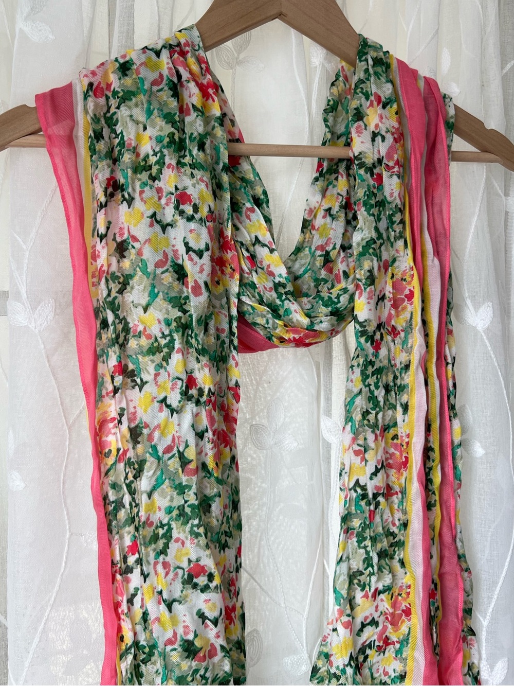Floral Multicolor Lightweight Scarf - Pink & Green